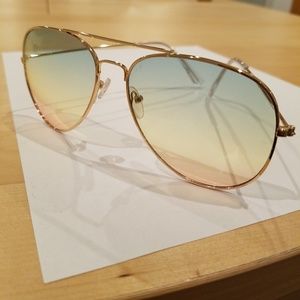 Rainbow gradient gold framed aviator sunglasses